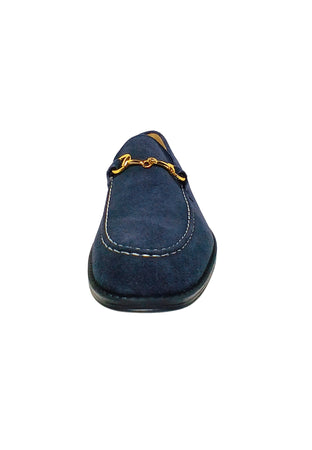 MANUFACTURE D'ESSAI Scarpe Uomo Manufacture D'Essai Mocassino scamosciato Blu-con applicazione in oro da uomo