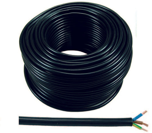Cavo Elettrico Multipolare Similgomma Nero H05Vv-F- - 3X Mmq.1 Colore Nero - 100 Mt