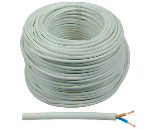 Cavo Elettrico Bipolare Similgomma Bianco H05Vv-F- - 2X Mmq.1 Colore Bianco - 100 Mt