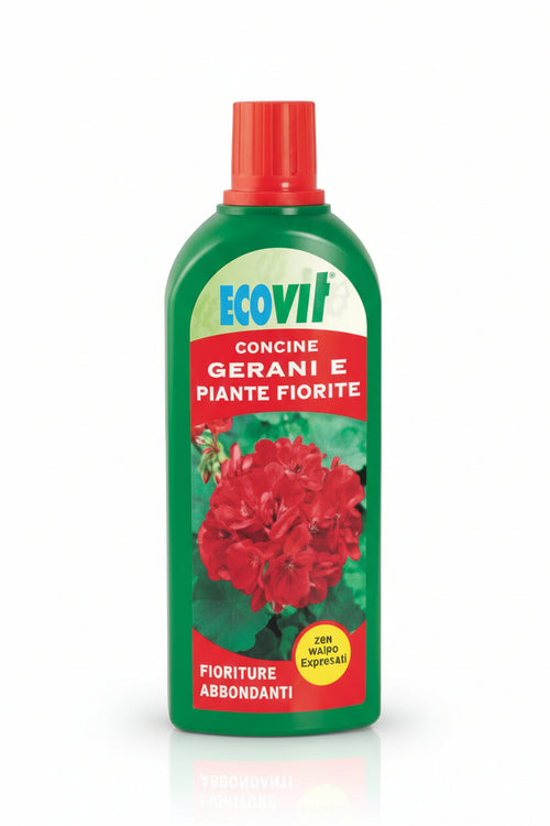 Concime Liquido Per Gerani E Piante Fiorite- - Lt.1 - 6 Pezzi Ecovit