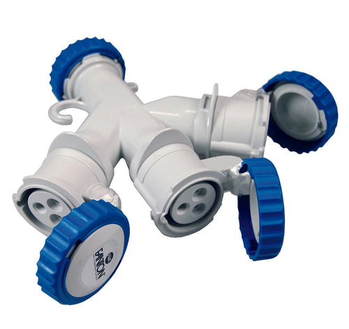 Adattatore Industriale 220V Con Spina E 3 Prese Cee 309 Ip67 16A Colore Blu 73120 Fanton