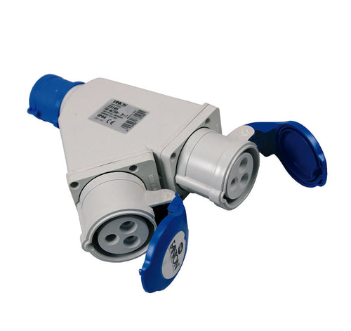 Adattatore Industriale Con Spina E 2 Prese Cee 309 Ip44 16A Colore Blu 73105 Fanton