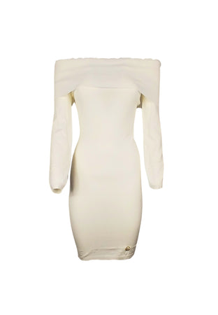 CRISTINA EFFE Abito Donna Cristina Effe Abito Bianco latte in maglina a costine sottili, scollo a barca e maniche lunghe da donna