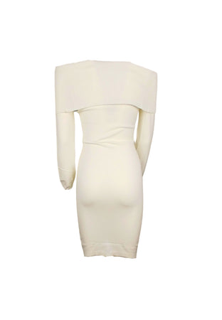 CRISTINA EFFE Abito Donna Cristina Effe Abito Bianco latte in maglina a costine sottili, scollo a barca e maniche lunghe da donna
