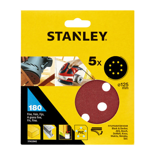 Piranha Stanley Sta32042 (X32042) 5 Dischi Vel. Rot Orb 125 Gr. 180- Stanley- 1,0 Pz