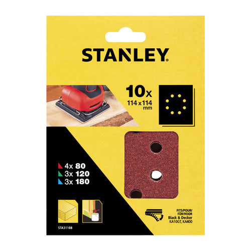 Piranha Stanley Sta31108 (X31108) 10 Fogli Forati 114X114 Ka170- Stanley- 1,0 Confezione
