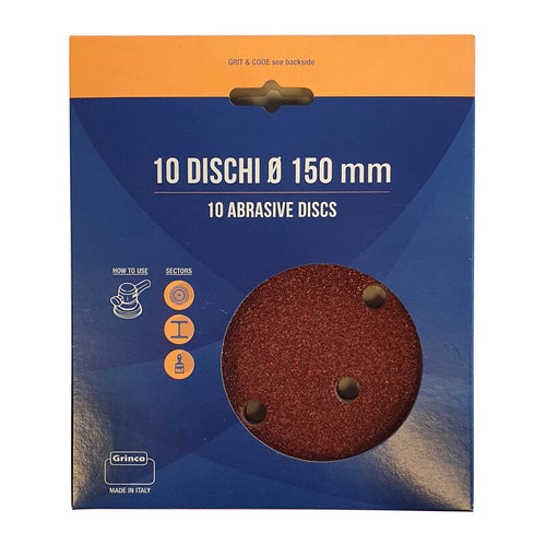 Disco Abrasivo Velcro 6 Fori D 150 Mm Gr 80 Cf 10- 1,0 Confezione