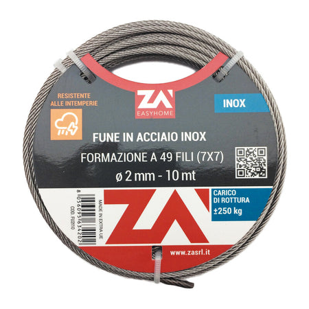 Fune Acciaio Inox 49F D 5 Mm 10 M- 1,0 Pz