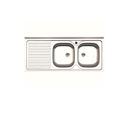 Lavello Appoggio Inox 2 Vasche Dx + Gocciolatoio Sx 120 Cm- Azur Line- 1,0 Pz