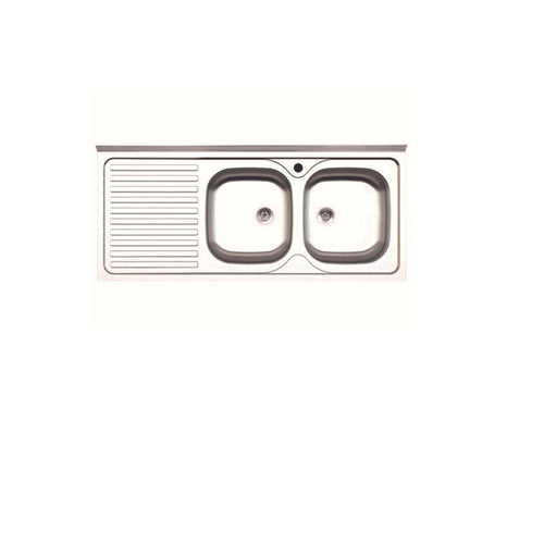 Lavello Appoggio Inox 2 Vasche Dx + Gocciolatoio Sx 120 Cm- Azur Line- 1,0 Pz