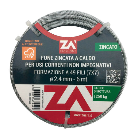 Fune Acciaio Zincato 7F D 0,9 Mm 25 M- 1,0 Pz