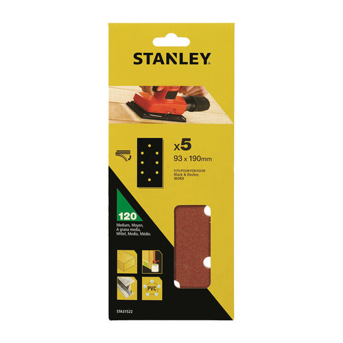 Piranha Stanley Sta31522 (X31522) 5 Fogli Vel. B+D 93X190 Gr.120- Stanley- 1,0 Confezione