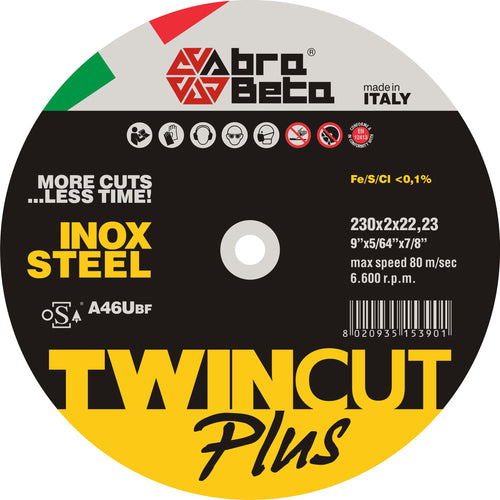 Abrabeta Disco P/Ferro Twin Cut Plus 230X2,0 Mm- 25,0 Pz