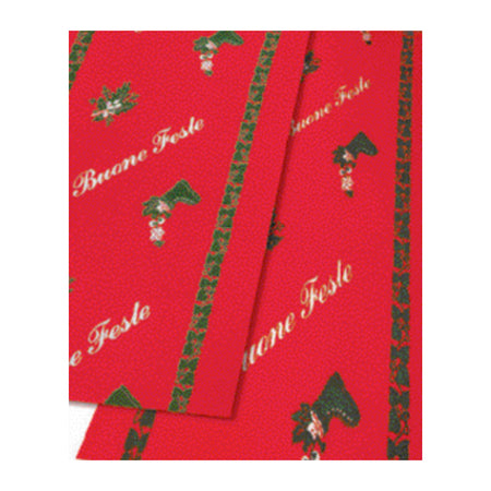 Passatoia Buone Feste H 100 Cm Fondo Rosso- Alma- 50,0 Ml