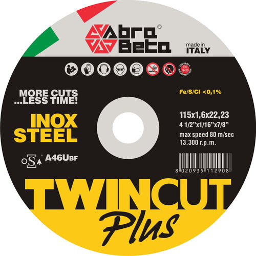 Abrabeta Disco P/Ferro Twin Cut Plus 115X1,6 Mm- 50,0 Pz