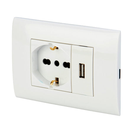 Presa Elettrica Da Muro Polypool Pp6096X Placca Incasso Bianca Usb E Schuko