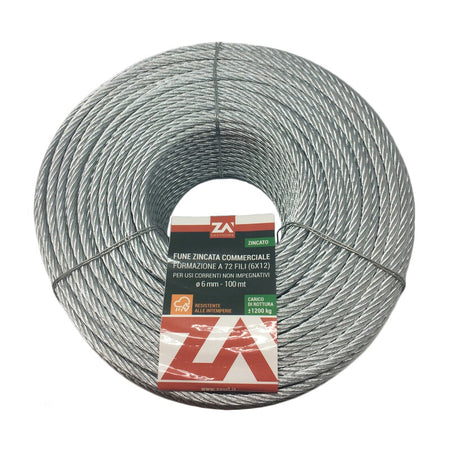 Fune Acciaio Commerciale 72F D 4 Mm**- Funi 90- 100,0 Metri