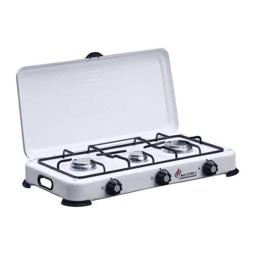 Fornello A Gas 3 Fuochi C/Coperchio Camping Multifire 3- 1,0 Pz