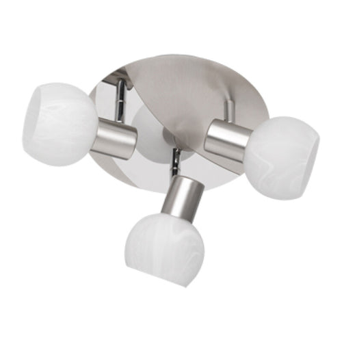 Plafoniera Antibes 3 Luci E14 Acciaio Vetro D 22 Cm- 1,0 Pz