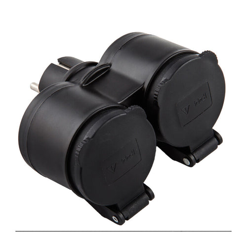 Adattatore Spina Schuko A 2 Presa Schu Front. Ip44- 1,0 Pz