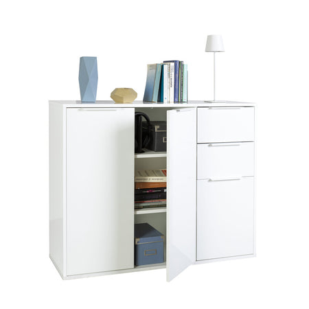 Mobile 3A+2C Cm 106X35X87H Bianco/Bianco Luc.- 1,0 Pz