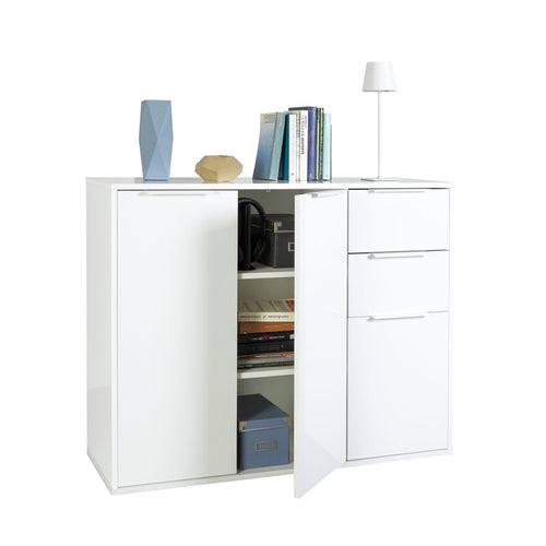 Mobile 3A+2C Cm 106X35X87H Bianco/Bianco Luc.- 1,0 Pz