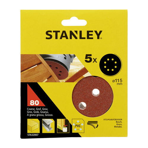 Piranha Stanley Sta32007 (X32007) 5 Dischi Vel. Rot Orb 115 Gr.80- Stanley- 1,0 Confezione