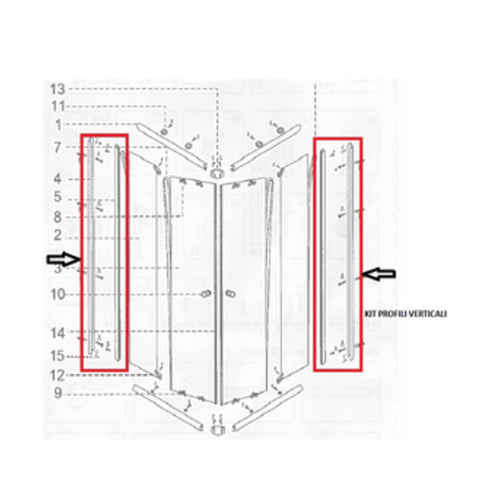 R Box Doccia Cm.70X90(Kit Profili Verticali)- 1,0 Confezione