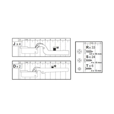 R Kit Credenza 3A Zaiken-(Cerniere)- 1,0 Confezione
