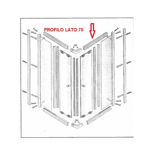 R Profilo Lato 70 Inf.+Sup. X Box Doccia Crist.Tras/Ser.Mm.6Cm- 1,0 Pz