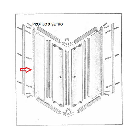 R Profilo X Vetro Box Doccia Lusso- 1,0 Pz