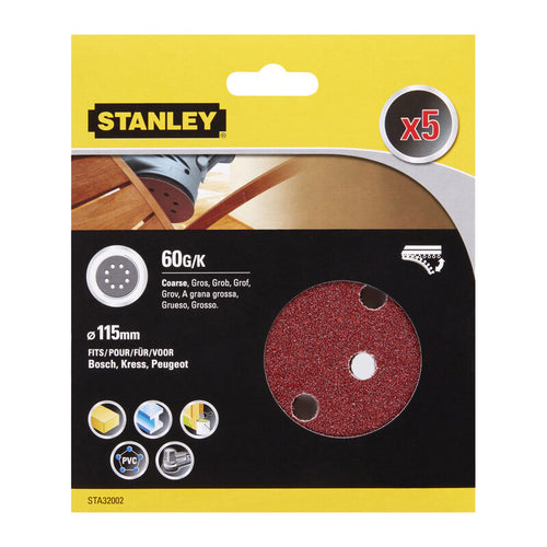 Piranha Stanley Sta32002 (X32002) 5 Dischi Vel. Rot Orb 115 Gr.60- Stanley- 1,0 Confezione