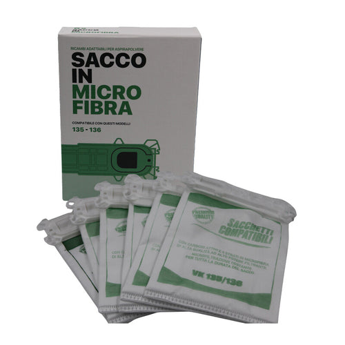 Ricambio Folletto Sacco In Microfibra K135/6 Pz.6- 1,0 Confezione