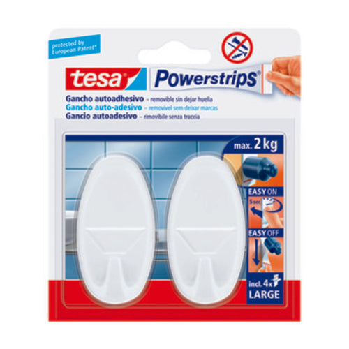 Gancio Adesivo Tesa Powerstrips Grande Bianco 2 Pz- Tesa- 6,0 Confezione