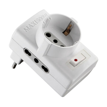 Adattatore 10/A 2Pr Bip +1 Schuko C/Inter Sicurez- Electraline 3Pmark- 1,0 Pz