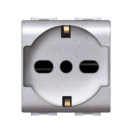 Life 4050 Tec Presa Schuko Bipasso Argento Satin- 6,0 Pz