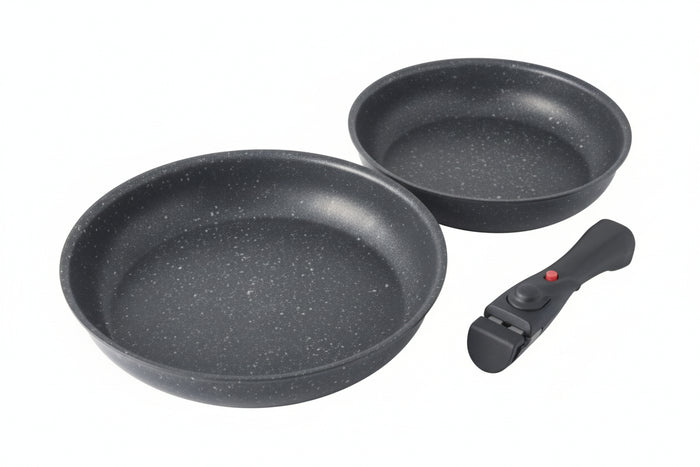 Arthur Martin Batterie de cuisine amovible 15 pièces 16 20 22 24 26 cm noir pas cher Arthur Martin Batterie de cuisine amovible 15 pièces 16 20 22 24 26 cm noir pas cher