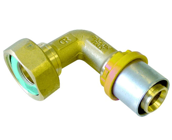 Raccordo Curvo Con Girello E Guarnizione Piana Per Tubo Multistrato A Pressare Gas Modello Al-Cobrap 3/4 ?26 Tiemme Raccorderie Spa