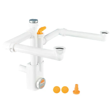 Sifone 2 Vie Senza Piletta Per Lavello A 2 Vasche Acciaio/Ceramica Modello New Spazio 11/2Ø40/50 Lira Spa