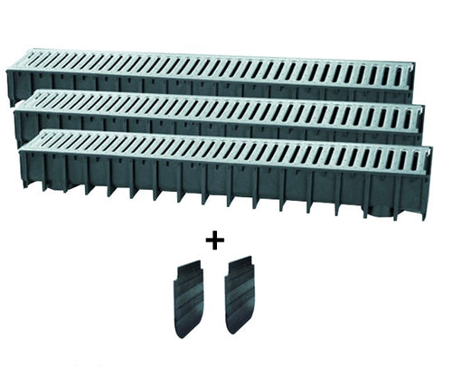 Kit Canali Per Drenaggio Acqua In Pp Con Griglia Zincata Serie Sabdrain L= 100 Cm H= 12 Cm P= 12 Cm Sab Spa