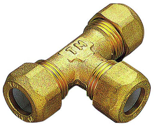 Raccordo A T Intermedio Con Ogiva In Ptfe Per Tubo Rame Modello 1200 3/4 Ø16 Tiemme Raccorderie Spa