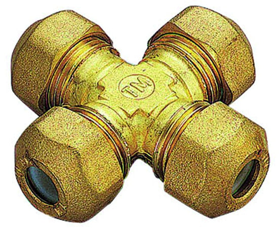 Raccordo A Croce Intermedio Con Ogiva In Ptfe Per Tubo Rame Modello 1200 1/2 Ø12 Tiemme Raccorderie Spa