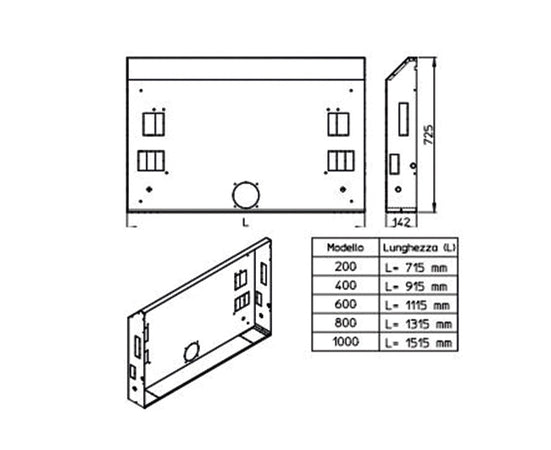 Cassaforma Per Ventilconvettori Ad Incasso Modello Airleaf Sli-Rsi Mod.600 Dim.(Lxhxp)= 1115X142X725 Mm Innova Srl