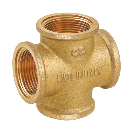 Raccordo A Croce Intermedio In Ottone Giallo Serie 1500 11/4X11/4X11/4X11/4 Femmina Tiemme Raccorderie Spa