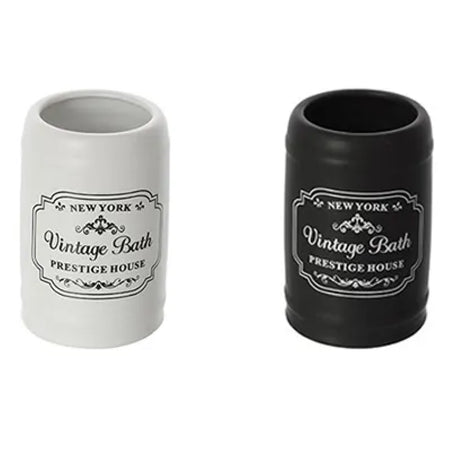 Portaspazzolini In Ceramica Modello New York Dim. Cm(Lxpxh):Ø8Xø8X11,5 Nero Brand Srl