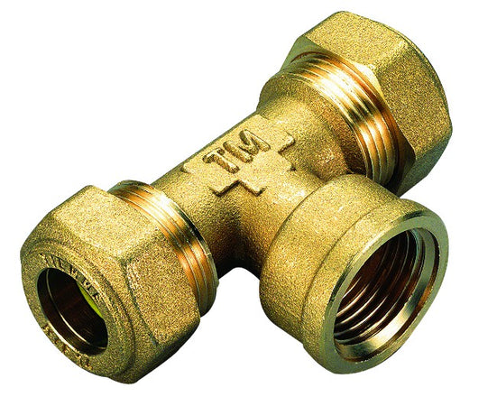 Raccordo A T Femmina Per Gas Con Tenuta O-Ring Per Tubo Rame Modello 1350 1/2 Ø14 Tiemme Raccorderie Spa