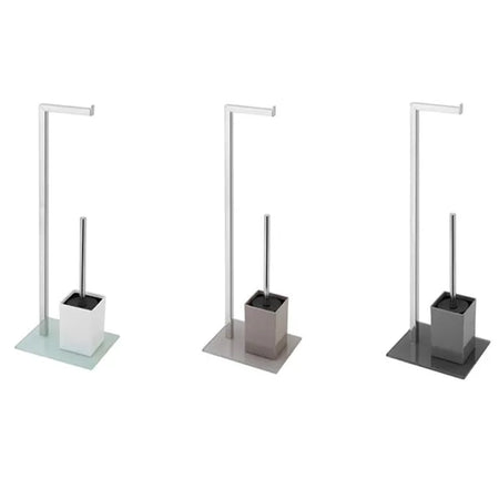 Piantana Portarotolo/Portascopino In Acciaio Cromato Dim. Cm(Lxpxh):18X22X70,5 Tortora Brand Srl