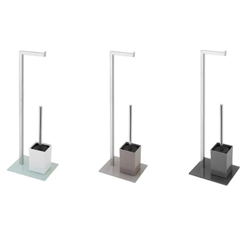 Piantana Portarotolo/Portascopino In Acciaio Cromato Dim. Cm(Lxpxh):18X22X70,5 Tortora Brand Srl