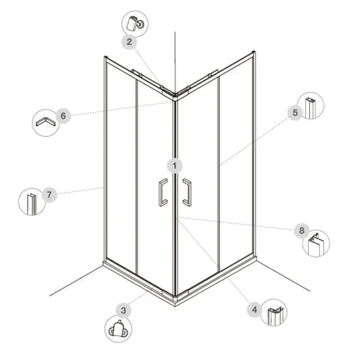 Ricambistica Box Doccia Modello Tina 09 - Kit Ferramenta