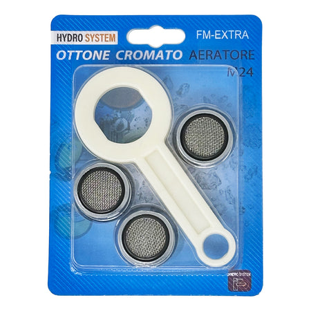 Aeratore Di Ricambio In Ottone Cromato Con Chiave Per Rubinetti Mm24X1 - Con Chiavino- Confezione 3 Pezzi Cilvani